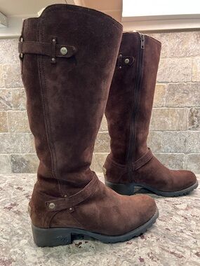 UGG Women's Tall Suede Riding Boots in Dark Brown